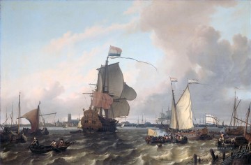 Het Oorlogsschip Das Kriegsschiff Seeschlacht Brielle auf der Maas vor Rotterdam Ludolf Backhuysen 1689 Ölgemälde